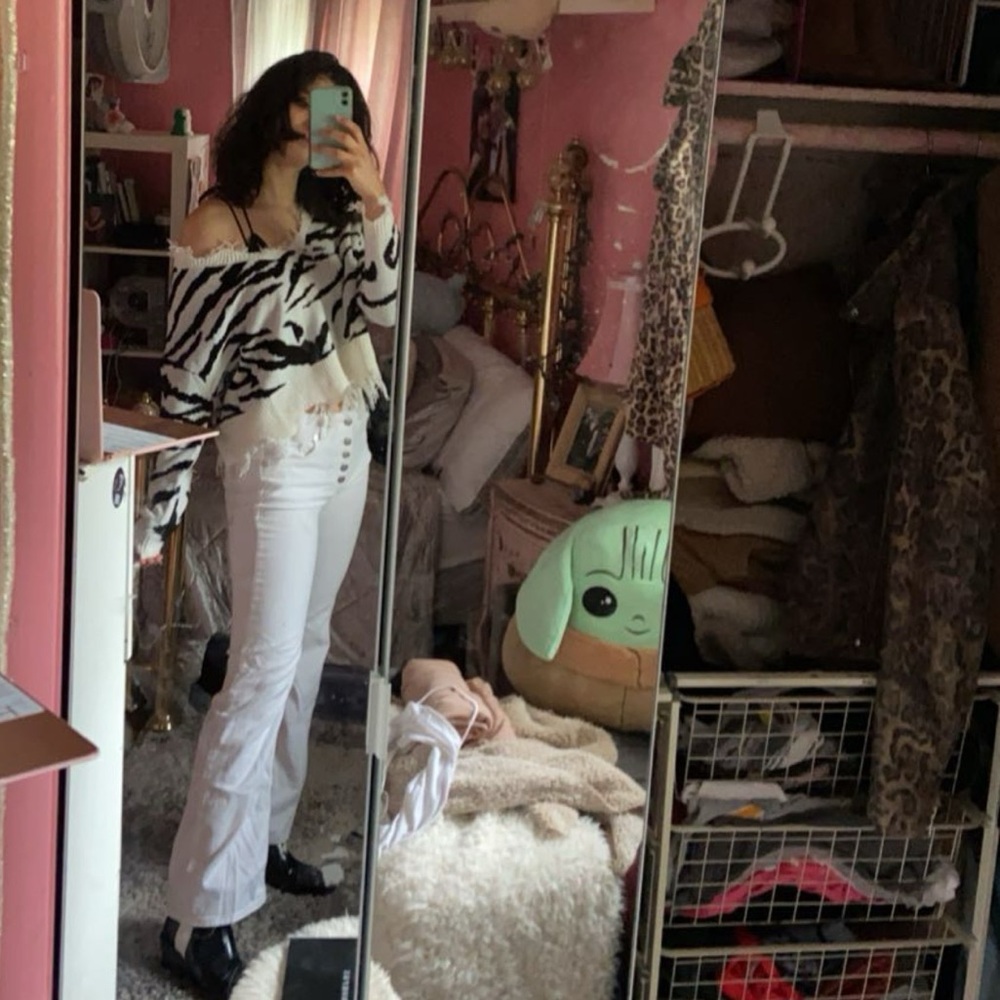 Free People Flared White Jeans